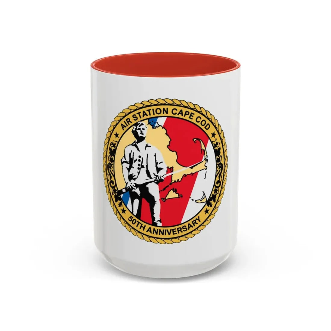USCG Air Station CAPE COD (U.S. Coast Guard) Accent Coffee Mug 15oz Red - Go Mug Yourself