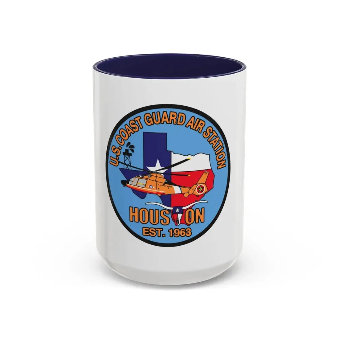 USCG Air Station Houston 2 (U.S. Coast Guard) Accent Coffee Mug 15oz Navy - Go Mug Yourself