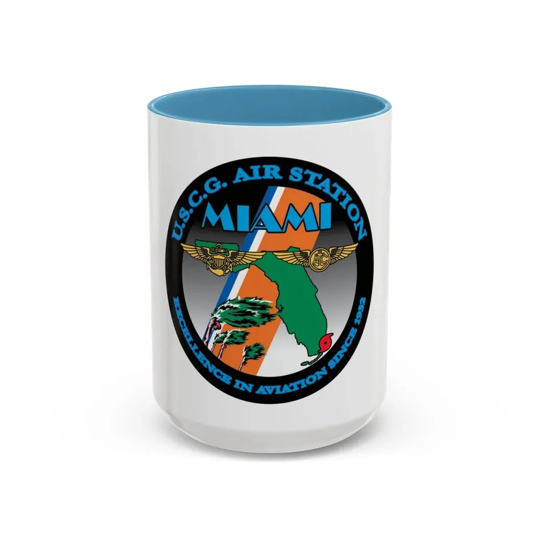 USCG Air Station Miami (U.S. Coast Guard) Accent Coffee Mug 15oz Light Blue - Go Mug Yourself