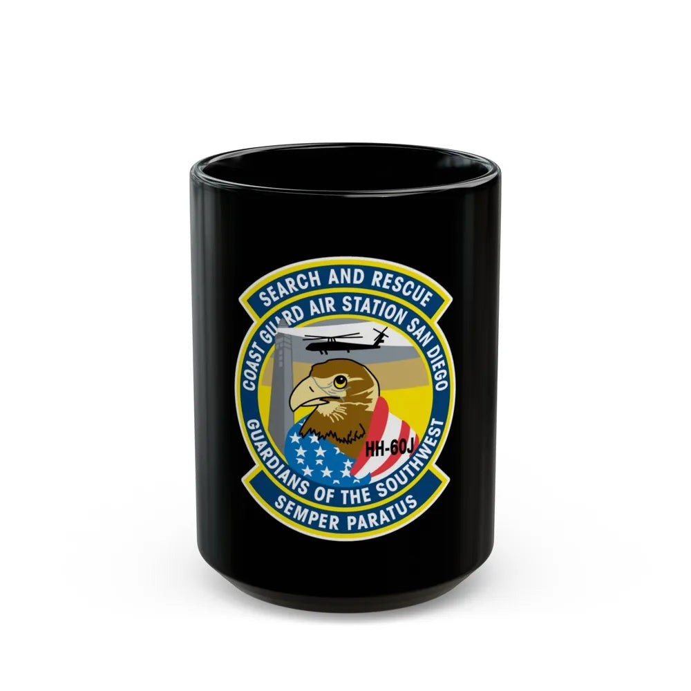 USCG Air Station San Diego Search and Resue (U.S. Coast Guard) Black Coffee Mug-15oz-Go Mug Yourself