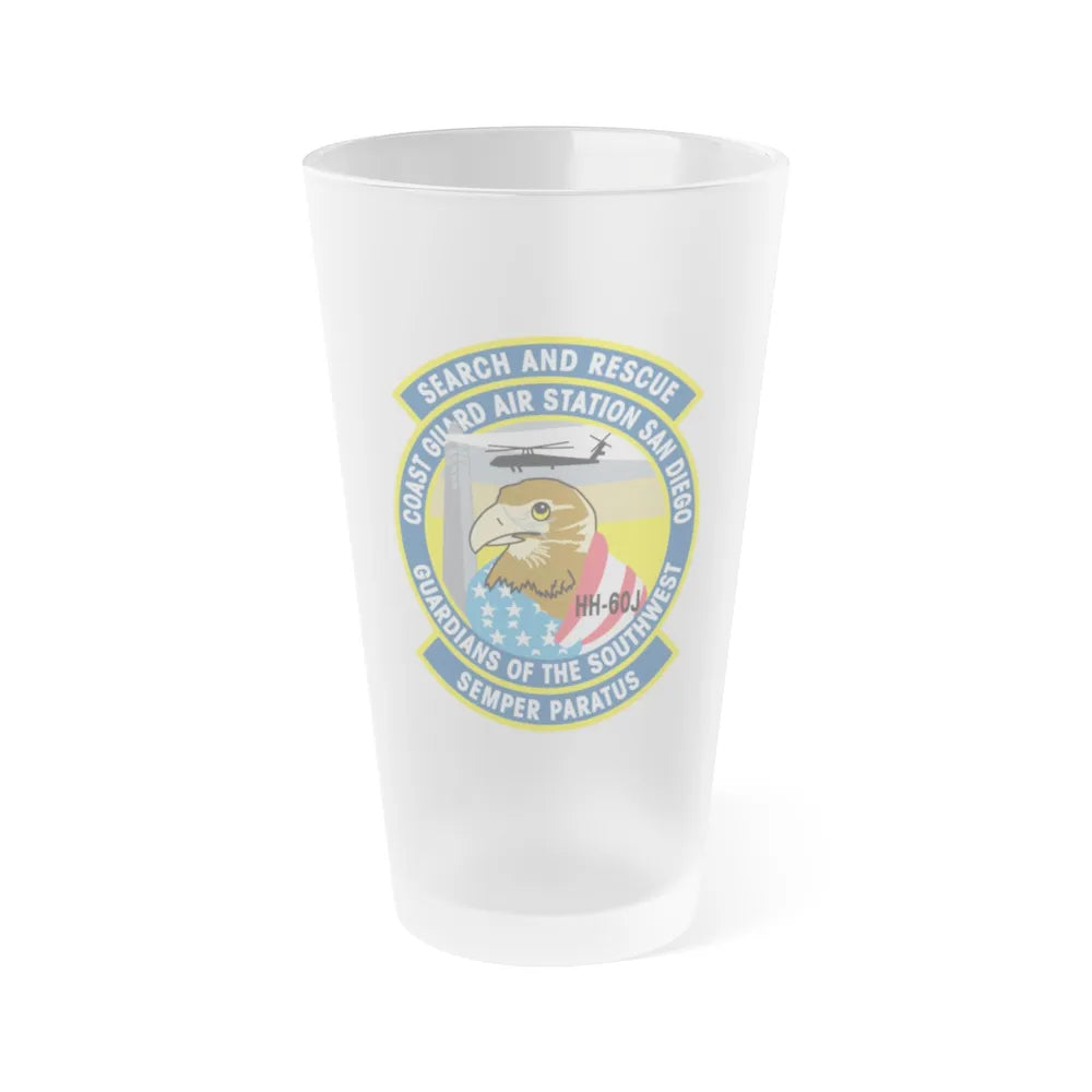 USCG Air Station San Diego Search and Resue (U.S. Coast Guard) Frosted Pint Glass 16oz-Go Mug Yourself