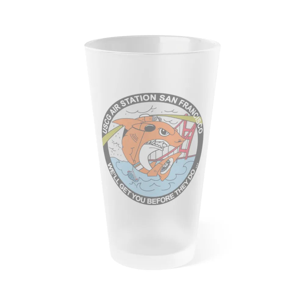 USCG Air Station San Francisco 2 (U.S. Coast Guard) Frosted Pint Glass 16oz-Go Mug Yourself