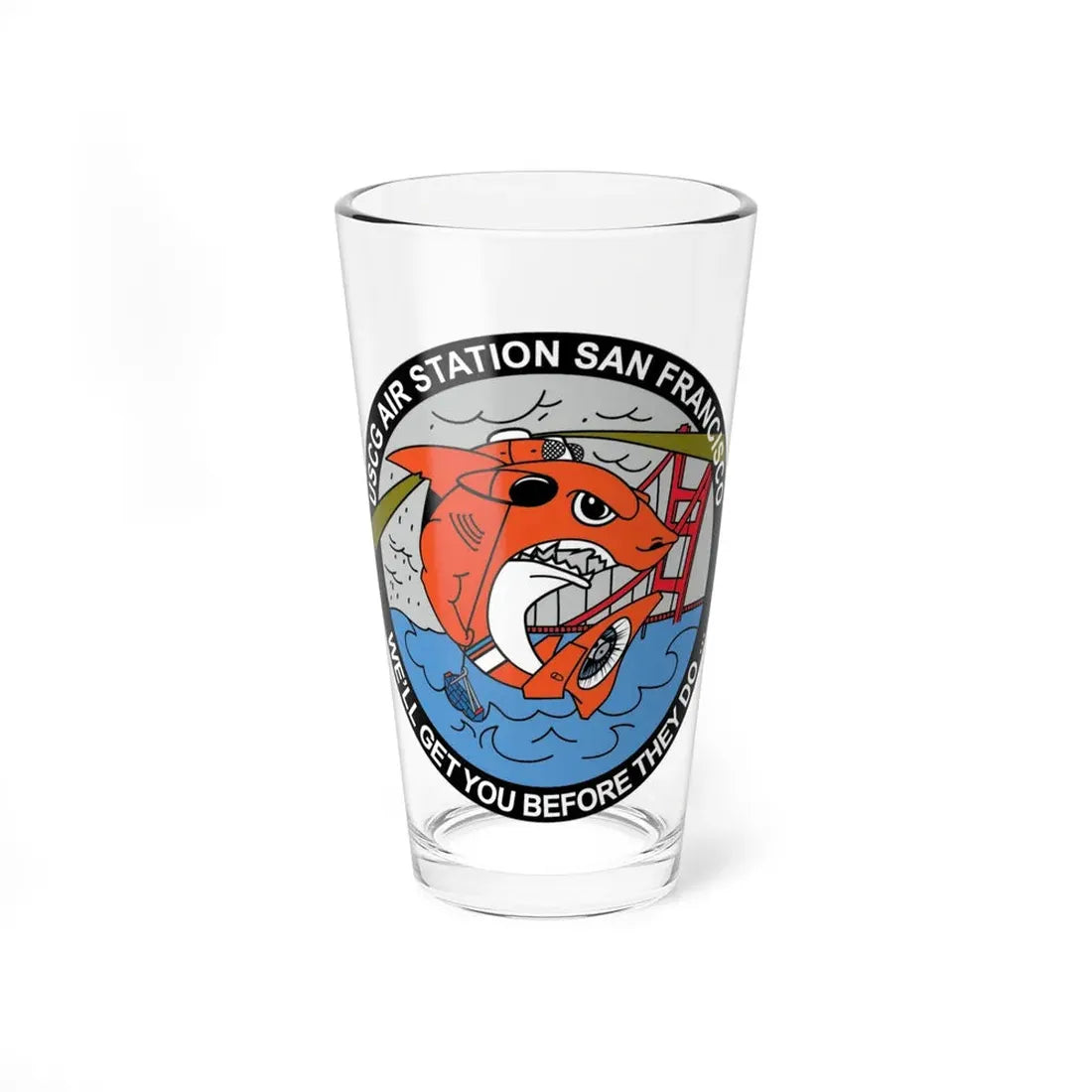 USCG Air Station San Francisco 2 (U.S. Coast Guard) Pint Glass 16oz 16oz - Go Mug Yourself