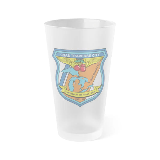 USCG Air Station Traverse City (U.S. Coast Guard) Frosted Pint Glass 16oz-Go Mug Yourself