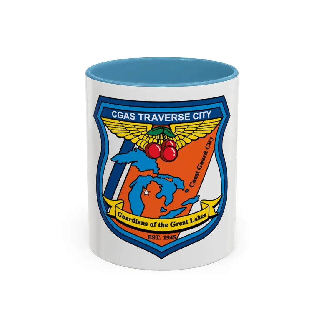 USCG Air Station Traverse City (U.S. Coast Guard) Accent Coffee Mug 11oz Light Blue - Go Mug Yourself