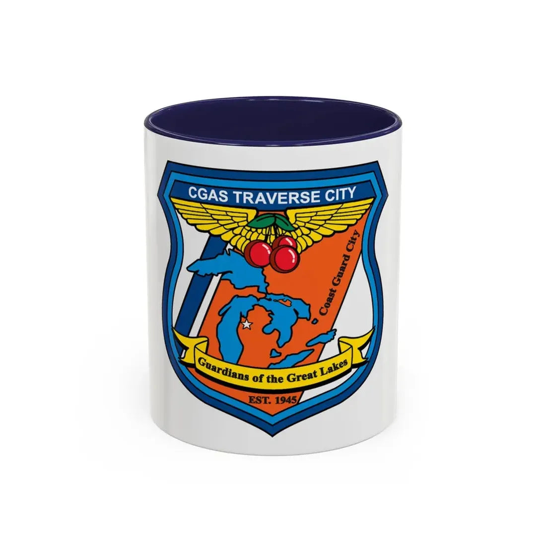 USCG Air Station Traverse City (U.S. Coast Guard) Accent Coffee Mug 11oz Navy - Go Mug Yourself