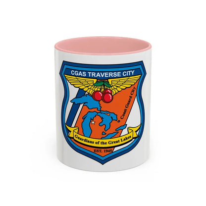 USCG Air Station Traverse City (U.S. Coast Guard) Accent Coffee Mug 11oz Pink - Go Mug Yourself