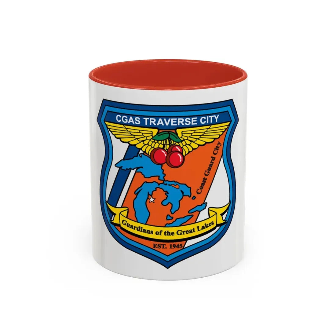 USCG Air Station Traverse City (U.S. Coast Guard) Accent Coffee Mug 11oz Red - Go Mug Yourself