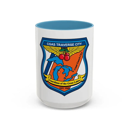USCG Air Station Traverse City (U.S. Coast Guard) Accent Coffee Mug 15oz Light Blue - Go Mug Yourself