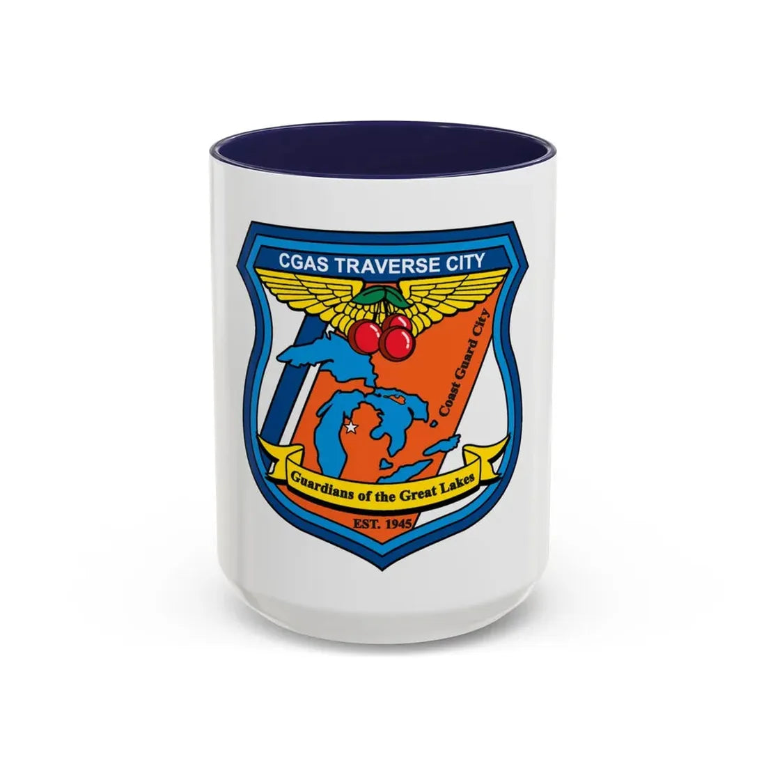 USCG Air Station Traverse City (U.S. Coast Guard) Accent Coffee Mug 15oz Navy - Go Mug Yourself