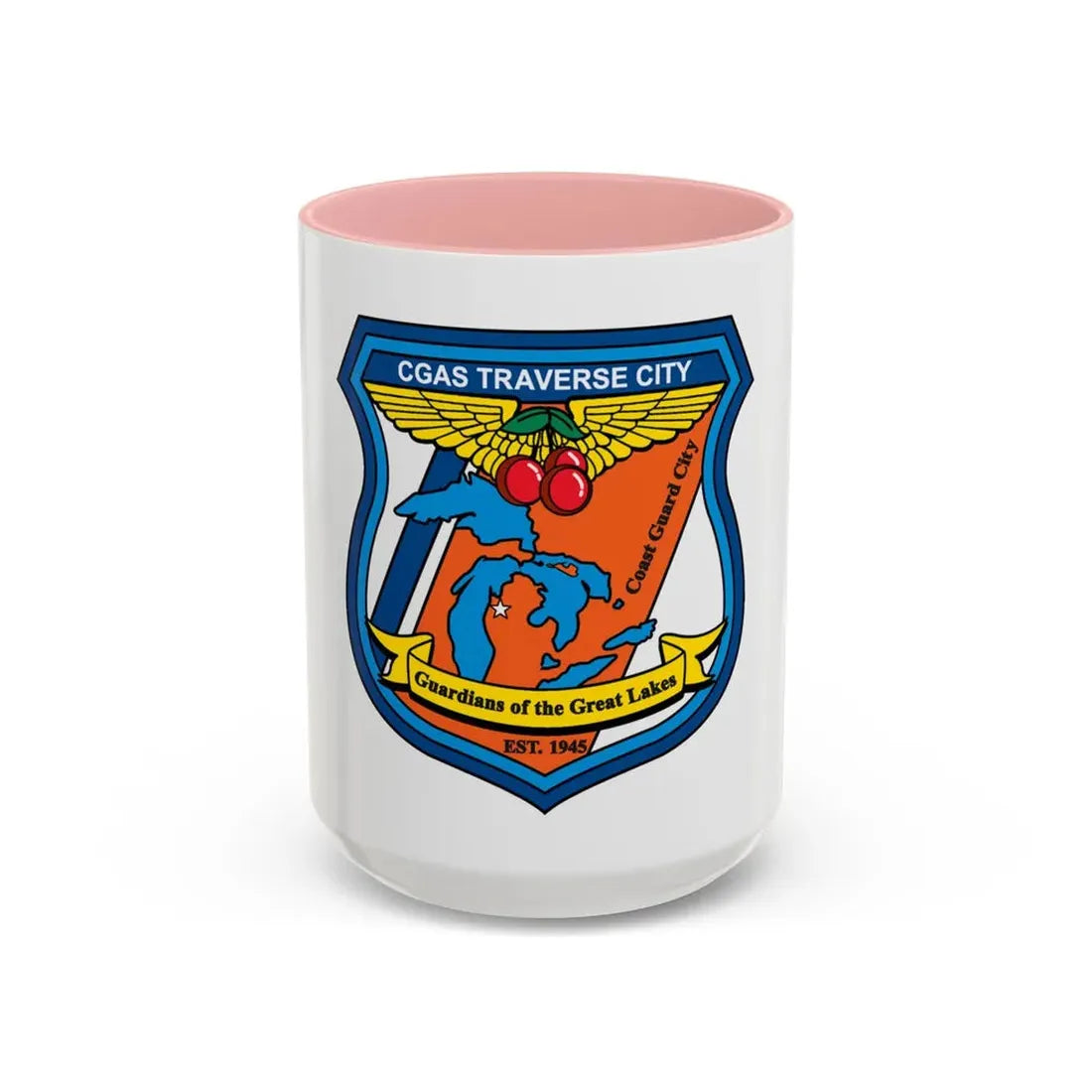 USCG Air Station Traverse City (U.S. Coast Guard) Accent Coffee Mug 15oz Pink - Go Mug Yourself