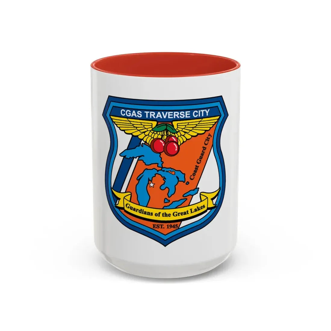 USCG Air Station Traverse City (U.S. Coast Guard) Accent Coffee Mug 15oz Red - Go Mug Yourself
