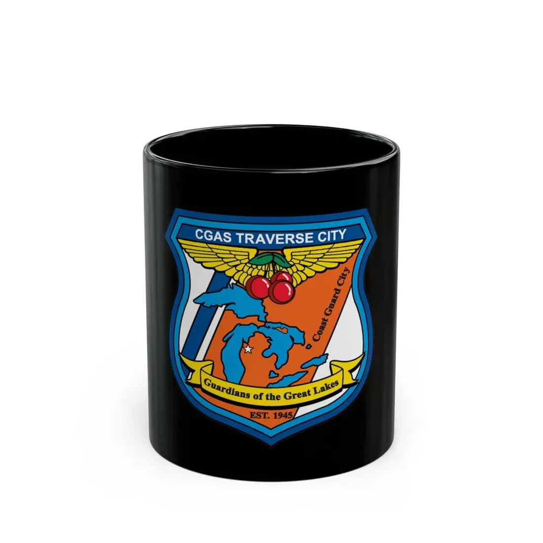 USCG Air Station Traverse City (U.S. Coast Guard) Black Coffee Mug 11oz - Go Mug Yourself