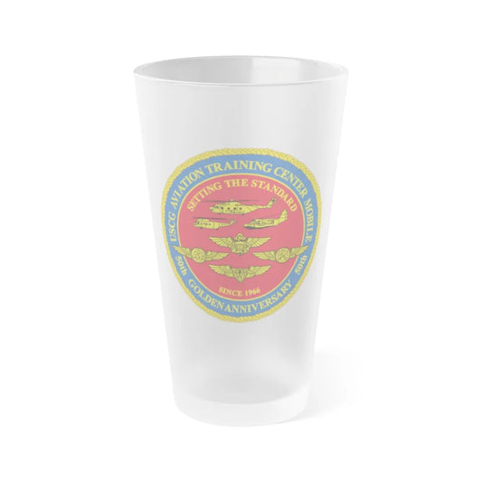 USCG Aviation Training Center Mobile (U.S. Coast Guard) Frosted Pint Glass 16oz-Go Mug Yourself