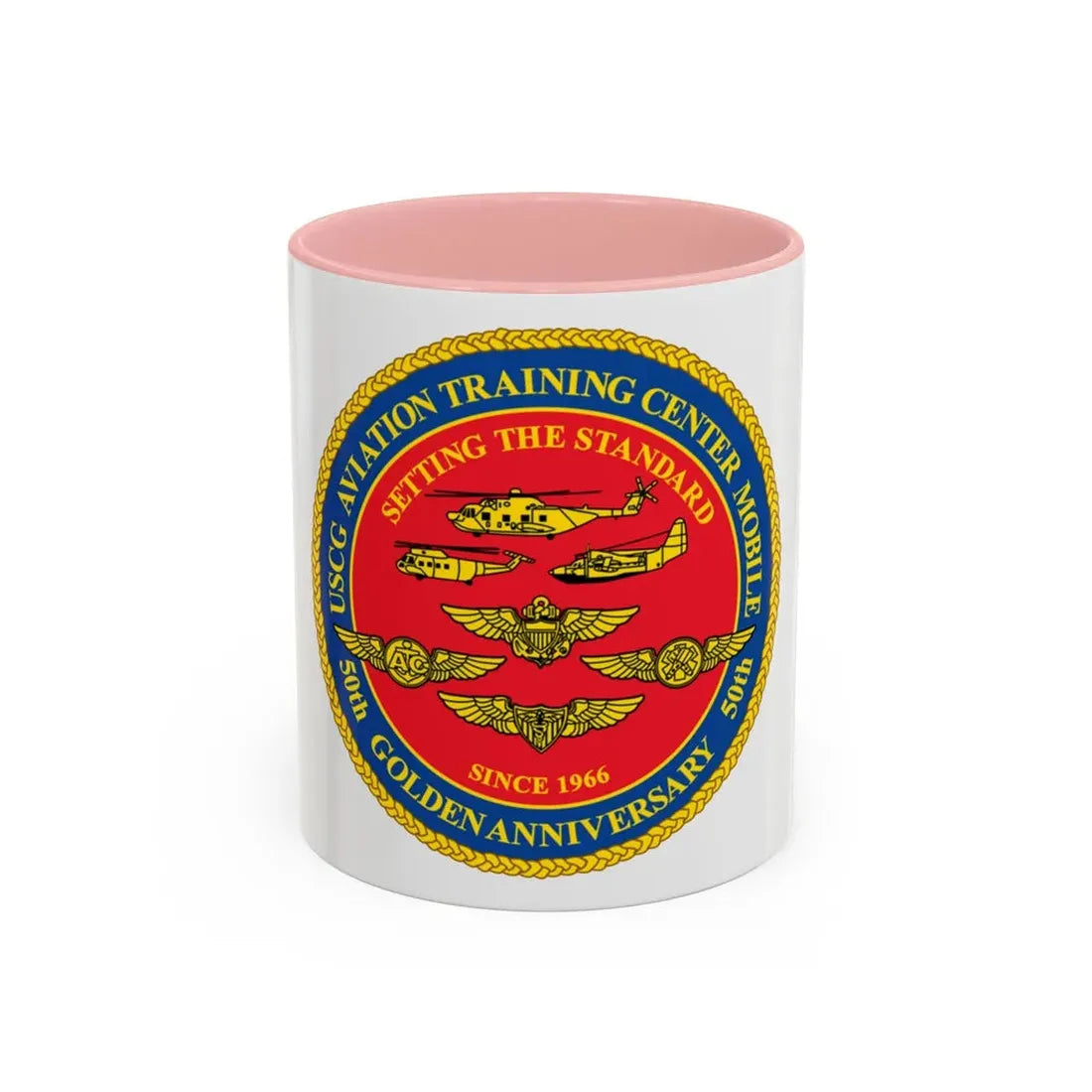 USCG Aviation Training Center Mobile (U.S. Coast Guard) Accent Coffee Mug 11oz Pink - Go Mug Yourself