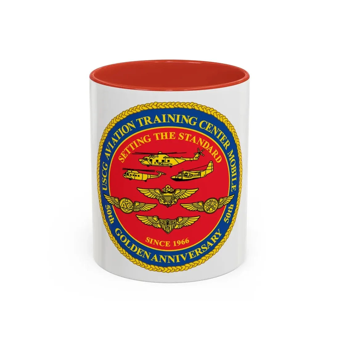 USCG Aviation Training Center Mobile (U.S. Coast Guard) Accent Coffee Mug 11oz Red - Go Mug Yourself