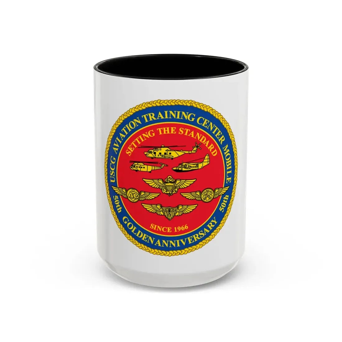 USCG Aviation Training Center Mobile (U.S. Coast Guard) Accent Coffee Mug 15oz Black - Go Mug Yourself