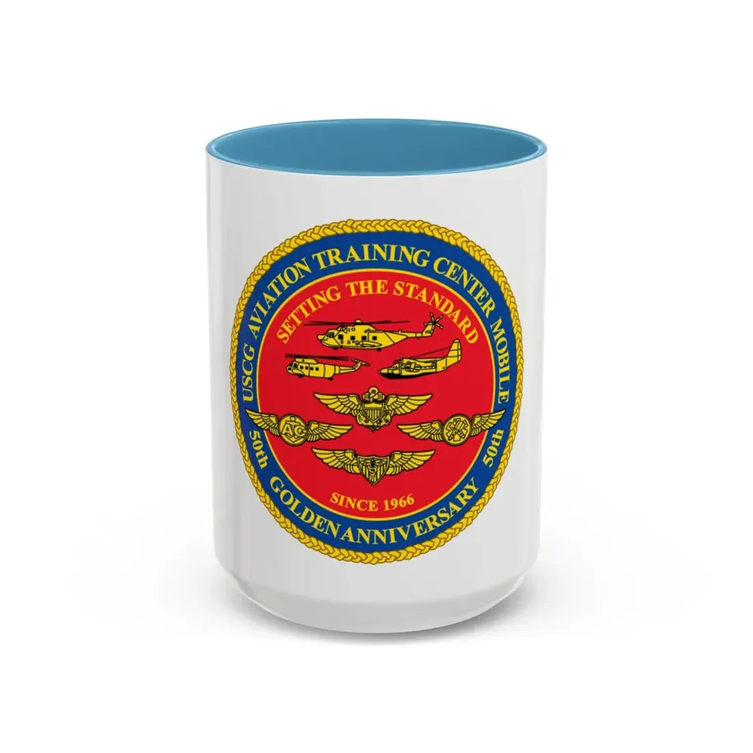 USCG Aviation Training Center Mobile (U.S. Coast Guard) Accent Coffee Mug 15oz Light Blue - Go Mug Yourself
