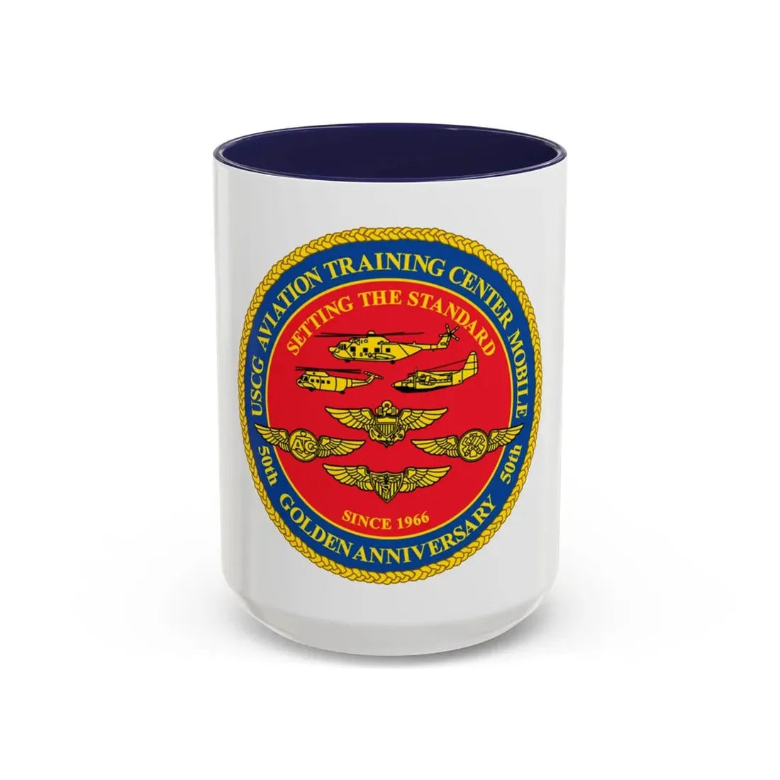 USCG Aviation Training Center Mobile (U.S. Coast Guard) Accent Coffee Mug 15oz Navy - Go Mug Yourself