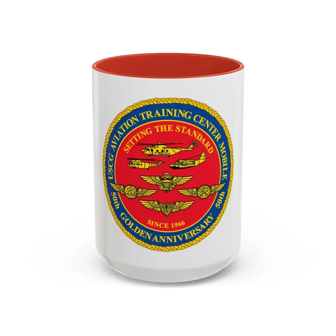 USCG Aviation Training Center Mobile (U.S. Coast Guard) Accent Coffee Mug 15oz Red - Go Mug Yourself