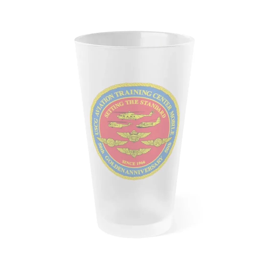 USCG Aviation Training Center Mobile (U.S. Coast Guard) Frosted Pint Glass 16oz Default Title - Go Mug Yourself