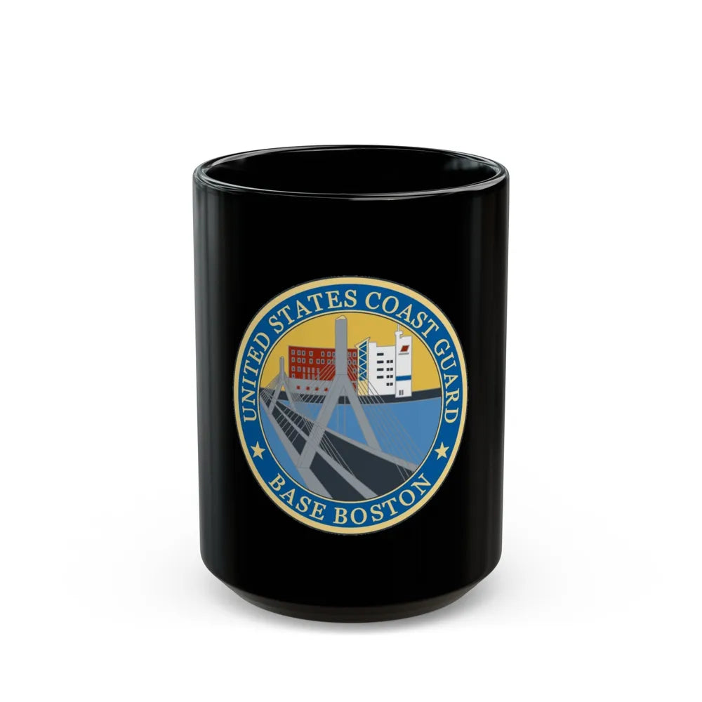 USCG Base Boston (U.S. Coast Guard) Black Coffee Mug-15oz-Go Mug Yourself