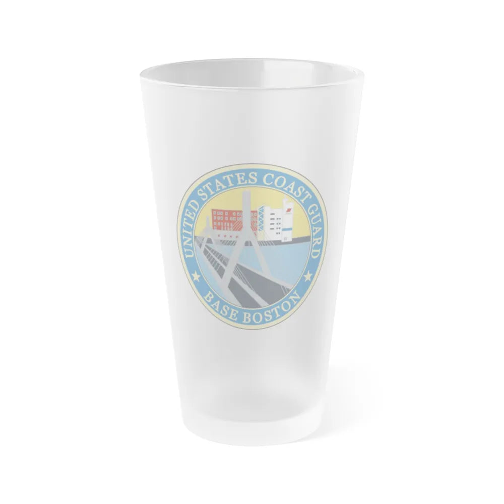 USCG Base Boston (U.S. Coast Guard) Frosted Pint Glass 16oz-Go Mug Yourself