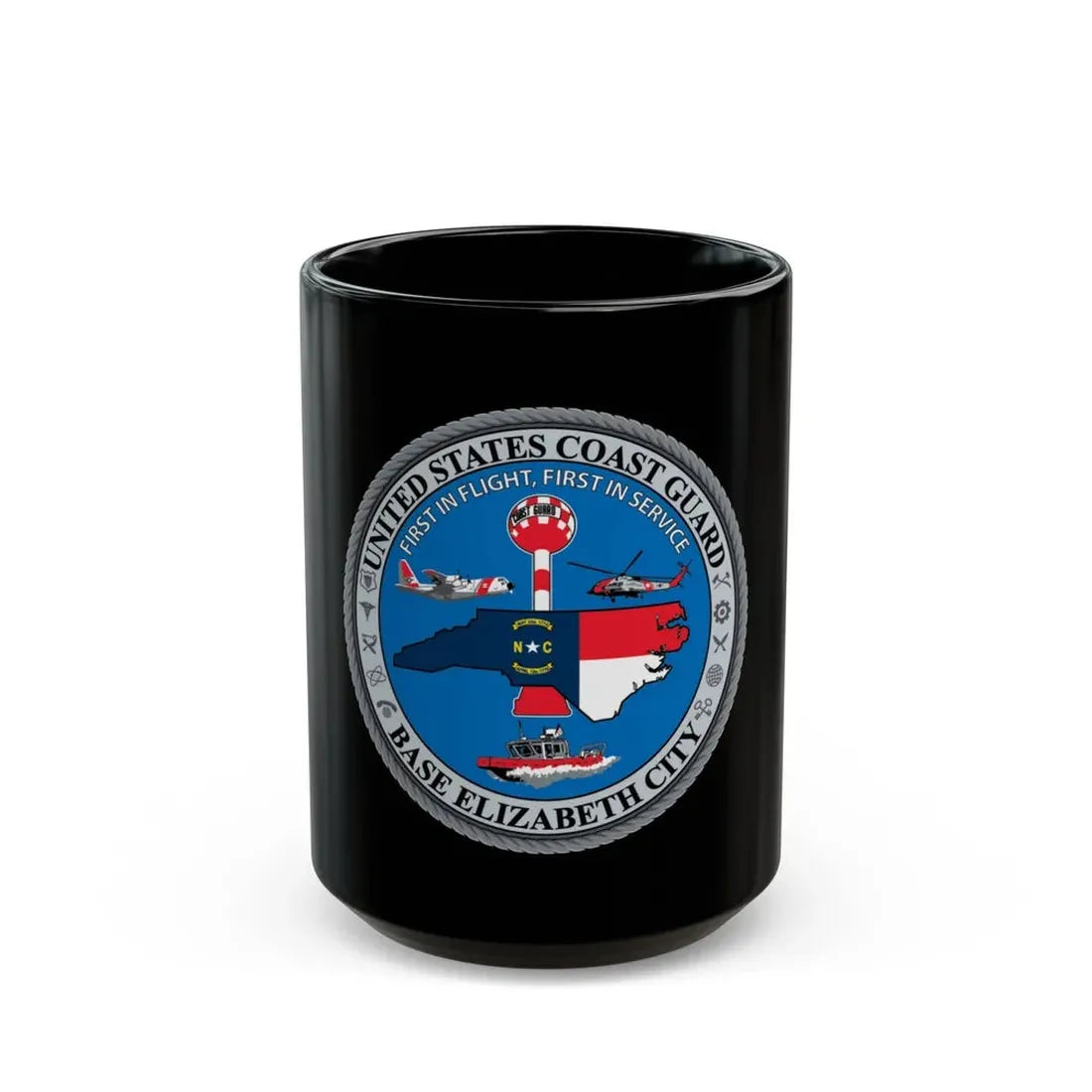 USCG Base Elizabeth City (U.S. Coast Guard) Black Coffee Mug 15oz - Go Mug Yourself