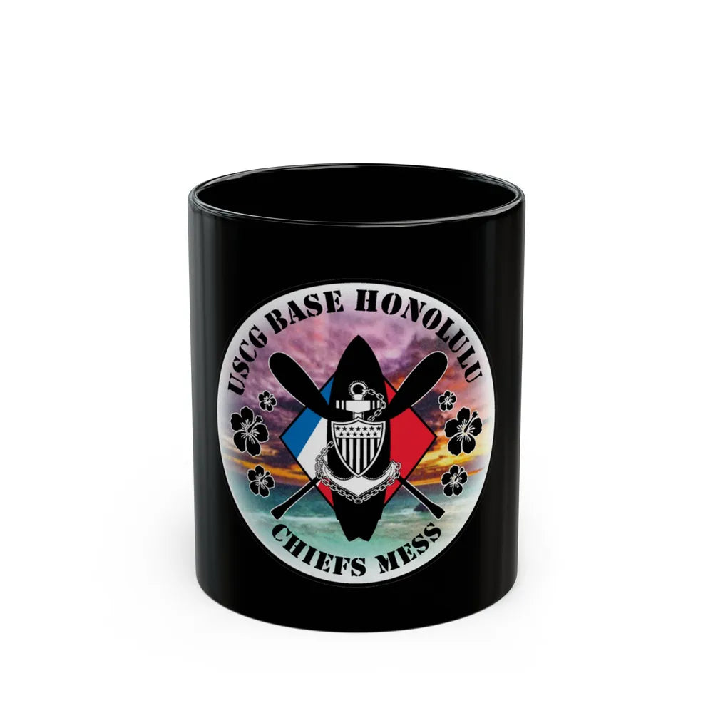 USCG Base Honolulu Chiefs Mess (U.S. Coast Guard) Black Coffee Mug-11oz-Go Mug Yourself