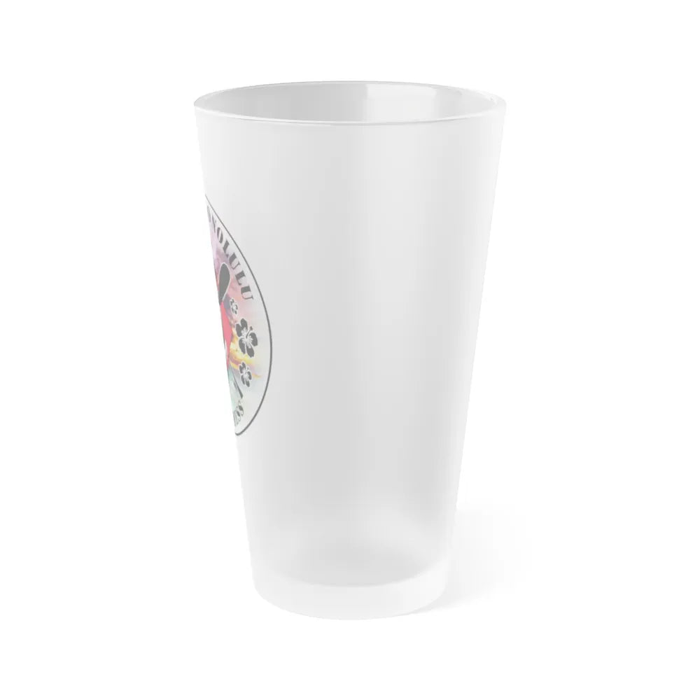 USCG Base Honolulu Chiefs Mess (U.S. Coast Guard) Frosted Pint Glass 16oz-Go Mug Yourself