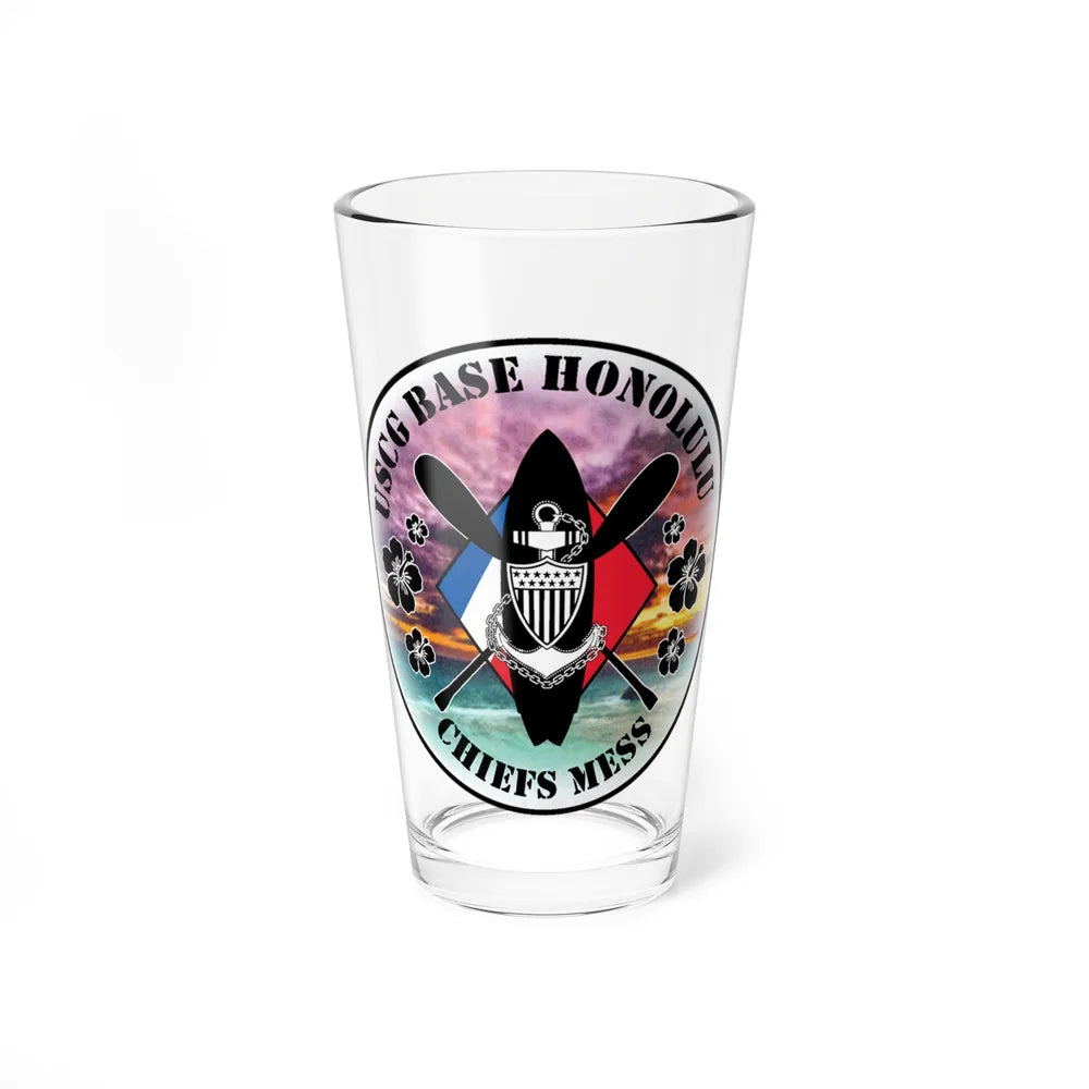 USCG Base Honolulu Chiefs Mess (U.S. Coast Guard) Pint Glass 16oz-16oz-Go Mug Yourself