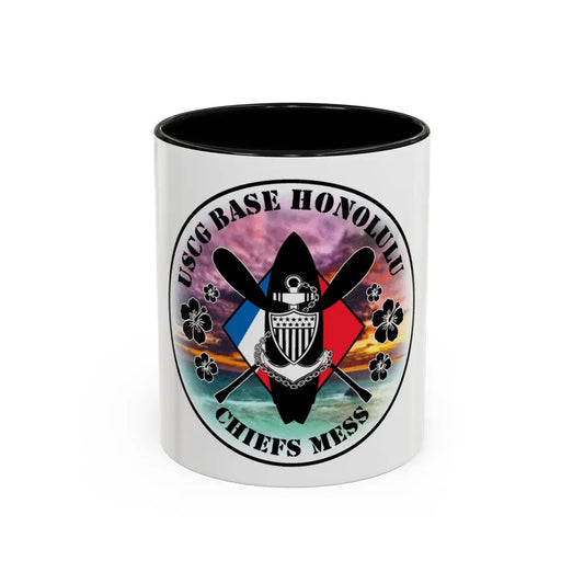 USCG Base Honolulu Chiefs Mess (U.S. Coast Guard) Accent Coffee Mug 11oz Black - Go Mug Yourself