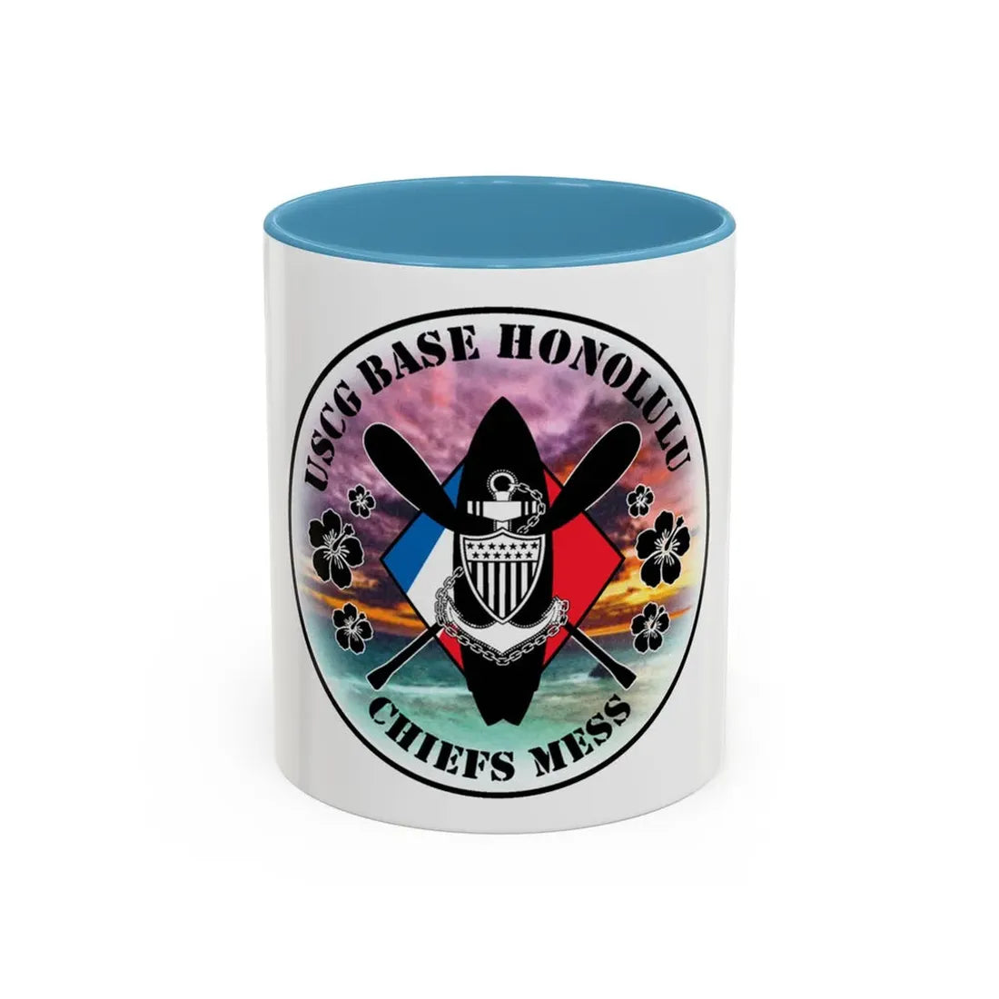 USCG Base Honolulu Chiefs Mess (U.S. Coast Guard) Accent Coffee Mug 11oz Light Blue - Go Mug Yourself