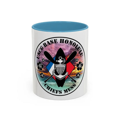 USCG Base Honolulu Chiefs Mess (U.S. Coast Guard) Accent Coffee Mug 11oz Light Blue - Go Mug Yourself
