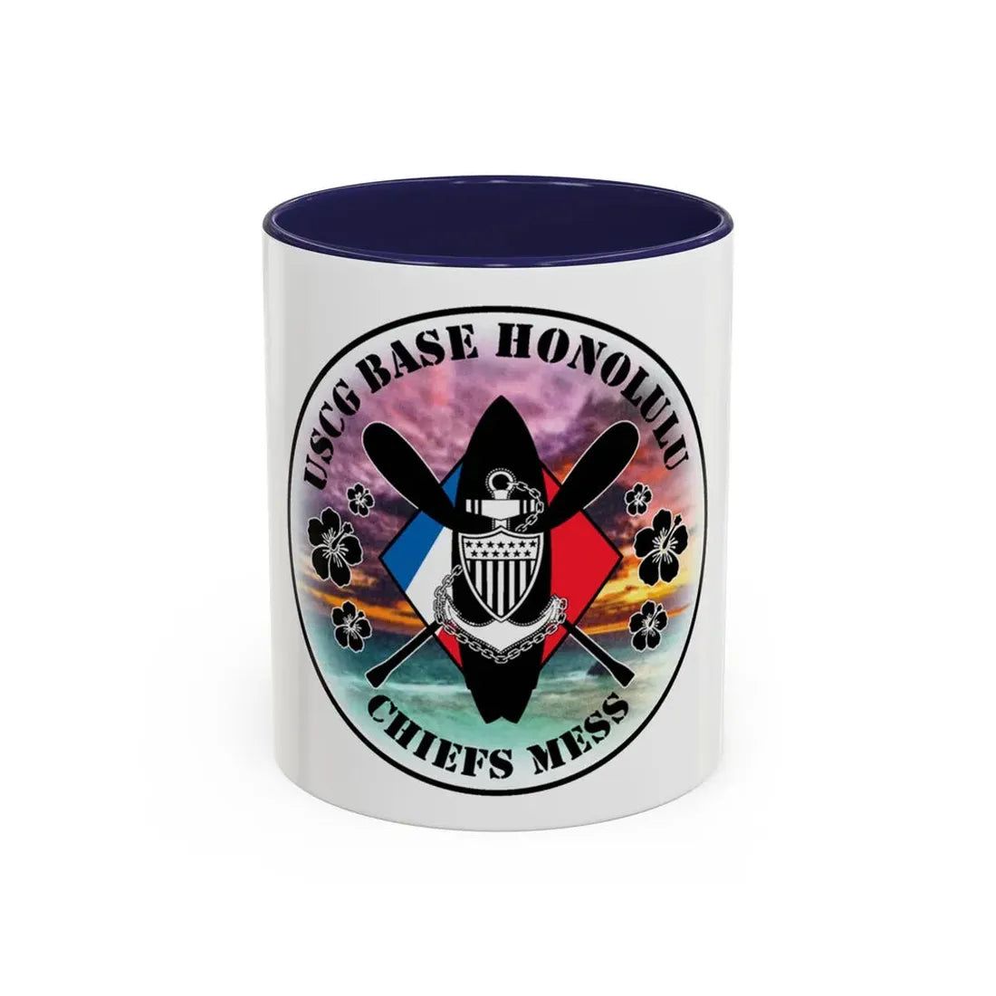 USCG Base Honolulu Chiefs Mess (U.S. Coast Guard) Accent Coffee Mug 11oz Navy - Go Mug Yourself
