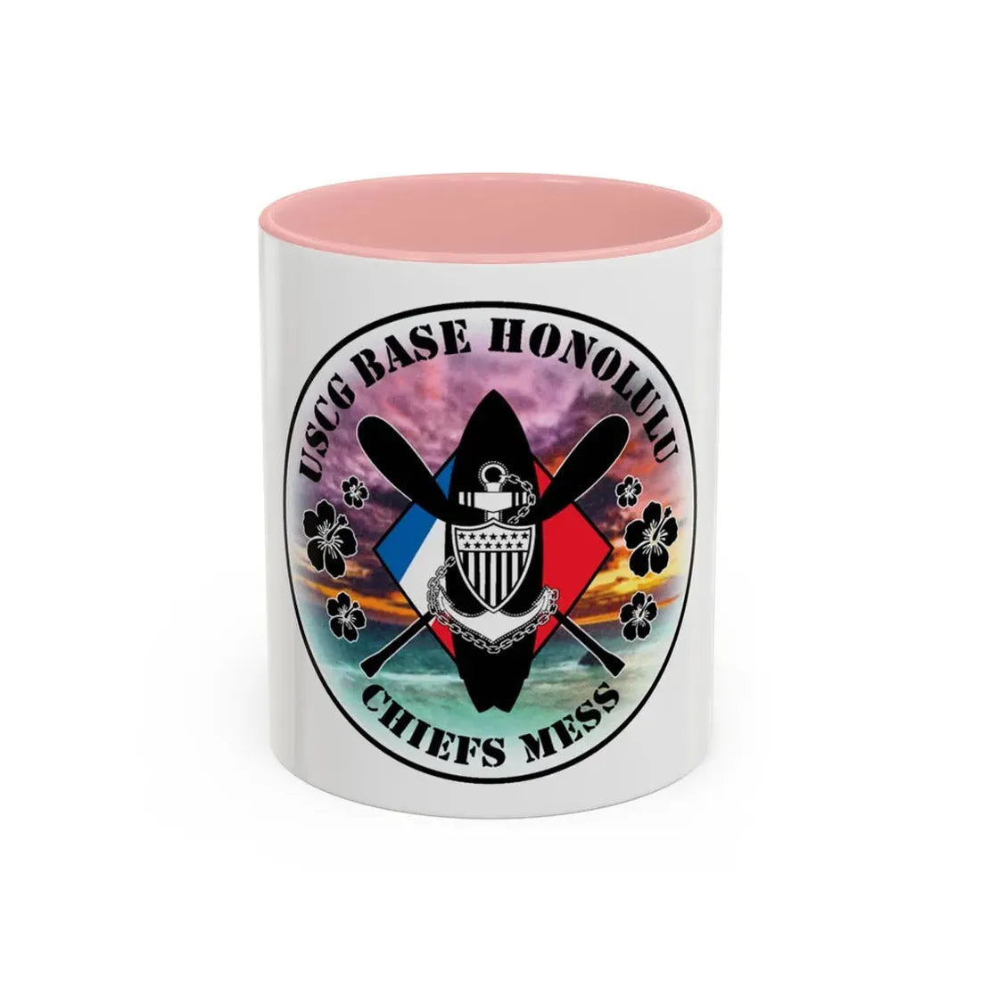USCG Base Honolulu Chiefs Mess (U.S. Coast Guard) Accent Coffee Mug 11oz Pink - Go Mug Yourself