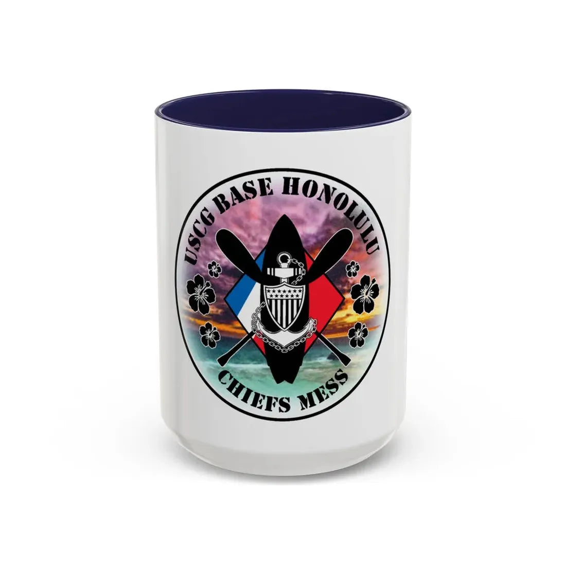 USCG Base Honolulu Chiefs Mess (U.S. Coast Guard) Accent Coffee Mug 15oz Navy - Go Mug Yourself