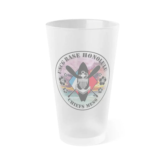 USCG Base Honolulu Chiefs Mess (U.S. Coast Guard) Frosted Pint Glass 16oz Default Title - Go Mug Yourself