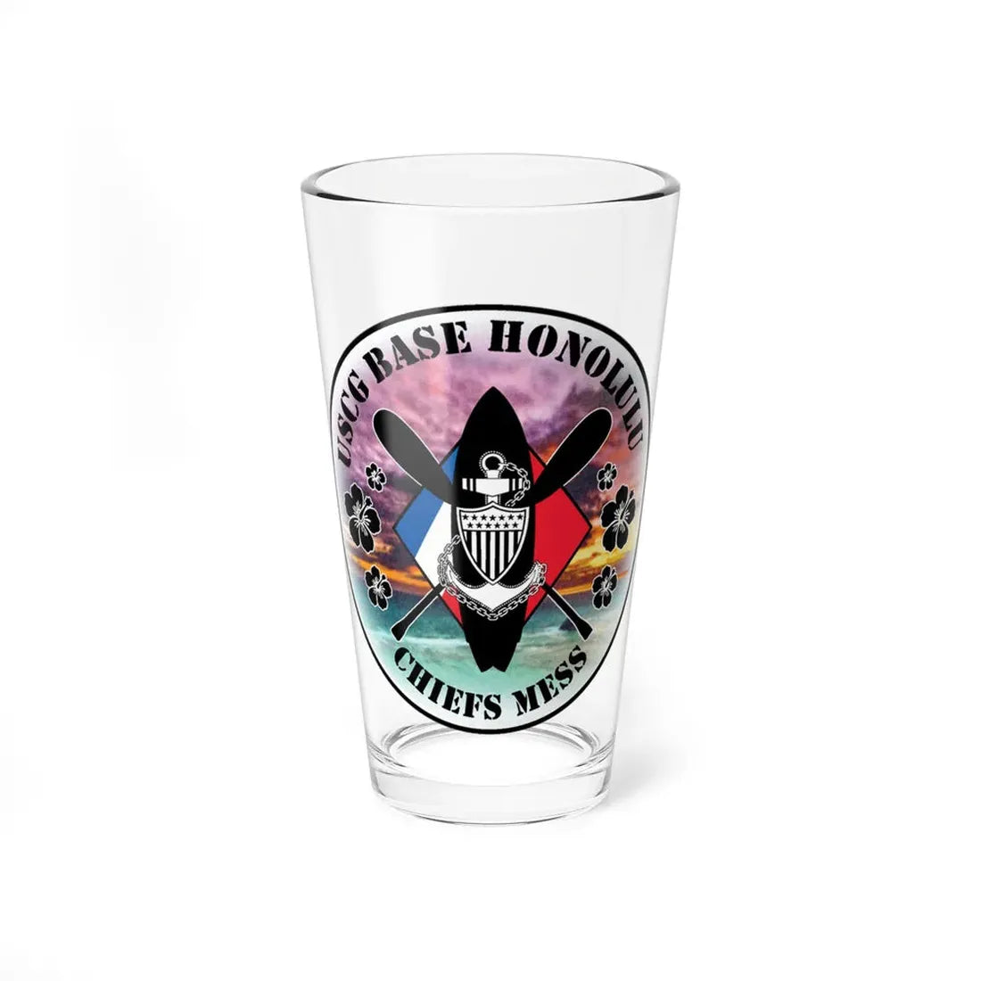 USCG Base Honolulu Chiefs Mess (U.S. Coast Guard) Pint Glass 16oz 16oz - Go Mug Yourself
