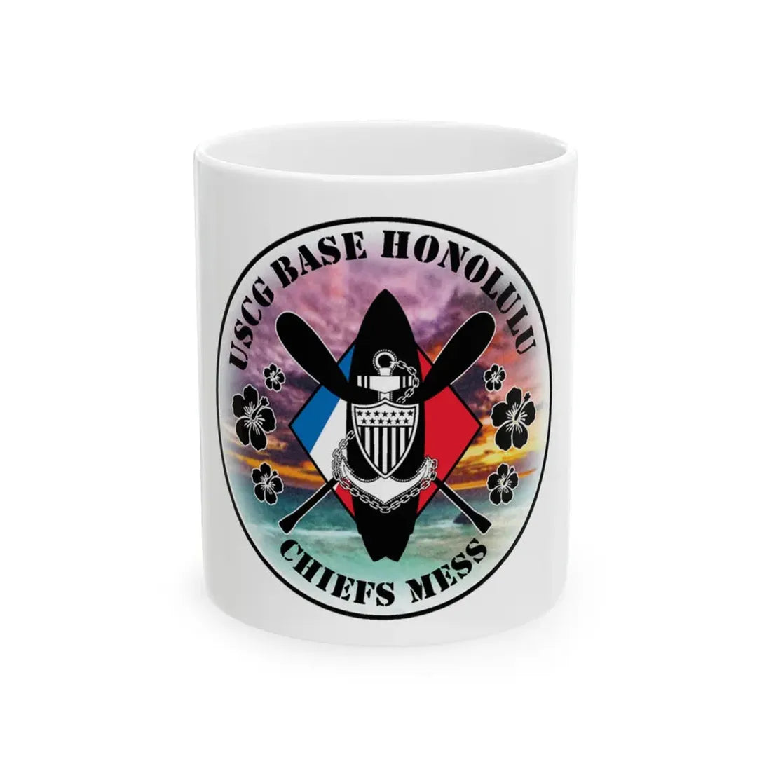 USCG Base Honolulu Chiefs Mess (U.S. Coast Guard) White Coffee Mug 11oz - Go Mug Yourself