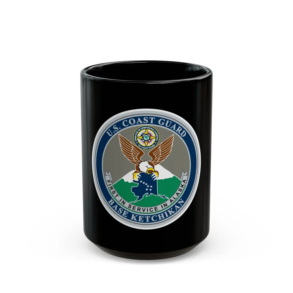 USCG Base Ketchikan (U.S. Coast Guard) Black Coffee Mug-15oz-Go Mug Yourself