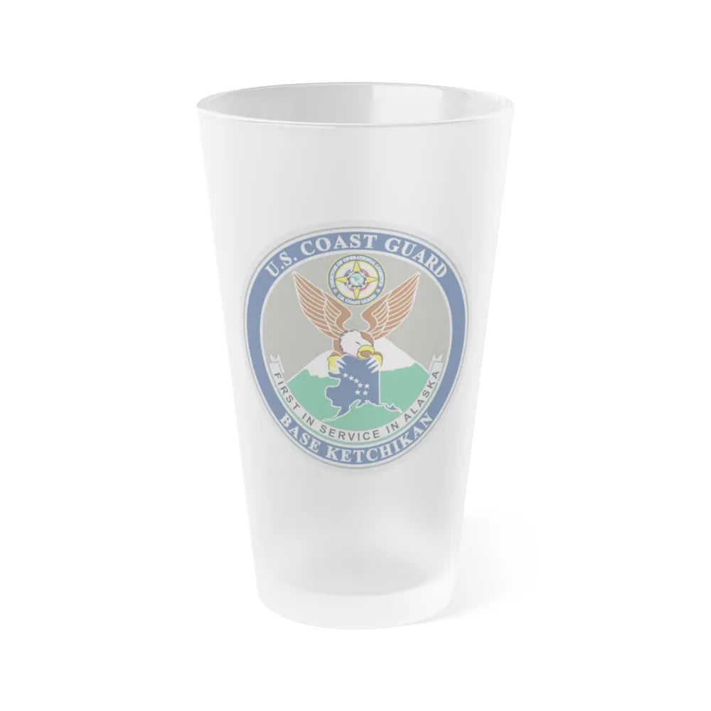 USCG Base Ketchikan (U.S. Coast Guard) Frosted Pint Glass 16oz-Go Mug Yourself