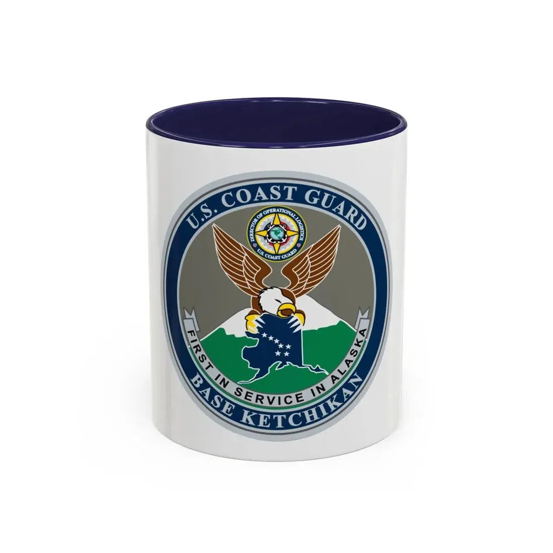 USCG Base Ketchikan (U.S. Coast Guard) Accent Coffee Mug 11oz Navy - Go Mug Yourself