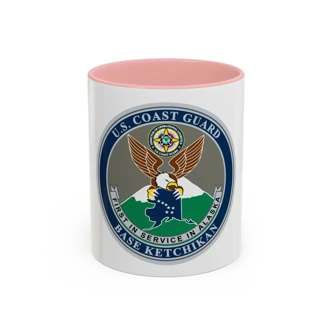 USCG Base Ketchikan (U.S. Coast Guard) Accent Coffee Mug 11oz Pink - Go Mug Yourself