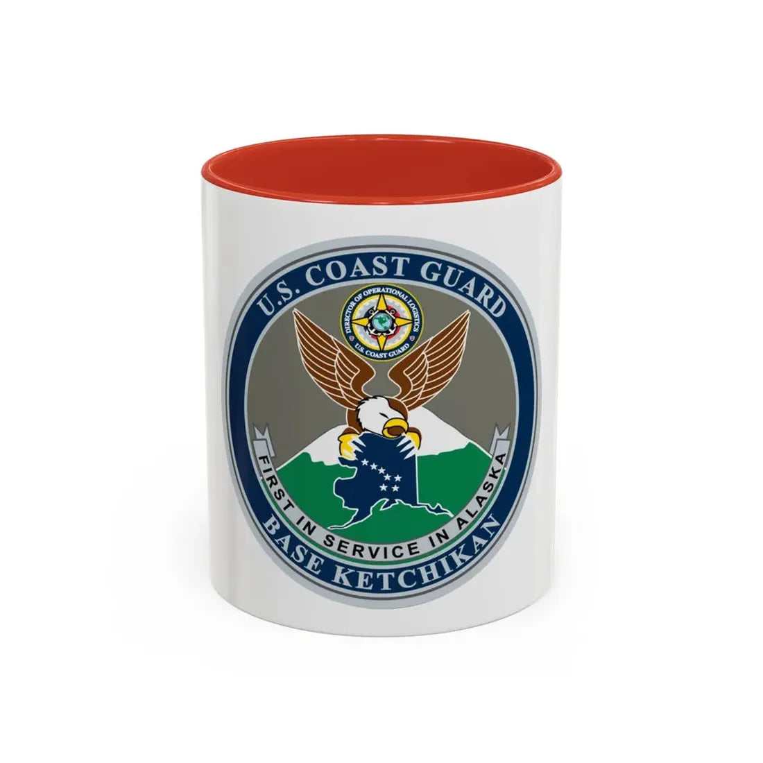 USCG Base Ketchikan (U.S. Coast Guard) Accent Coffee Mug 11oz Red - Go Mug Yourself