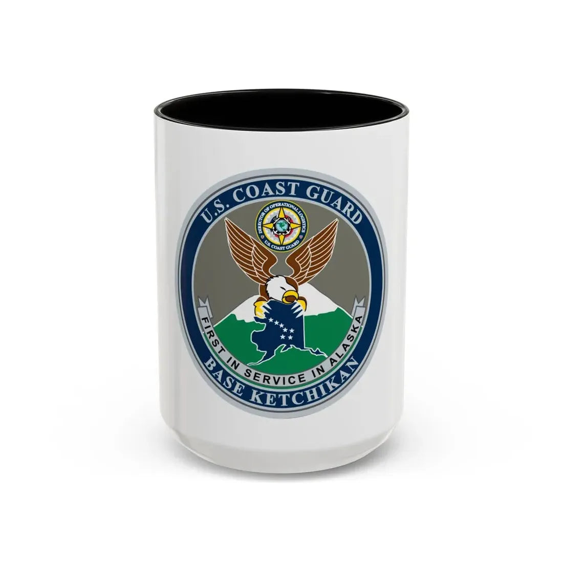USCG Base Ketchikan (U.S. Coast Guard) Accent Coffee Mug 15oz Black - Go Mug Yourself
