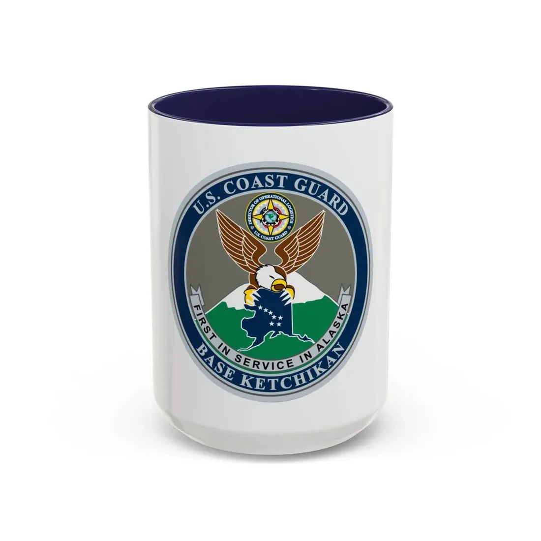 USCG Base Ketchikan (U.S. Coast Guard) Accent Coffee Mug 15oz Navy - Go Mug Yourself