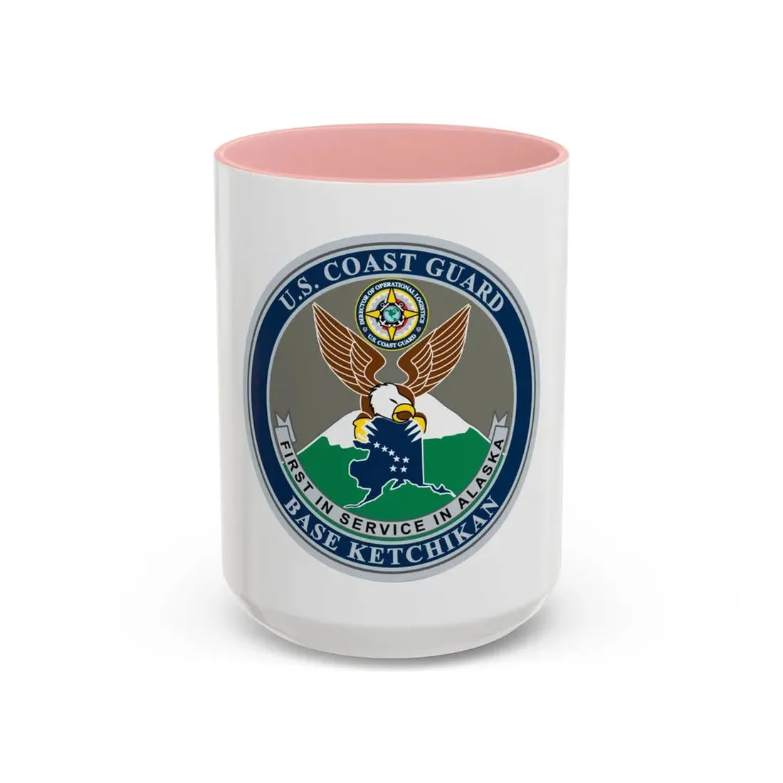 USCG Base Ketchikan (U.S. Coast Guard) Accent Coffee Mug 15oz Pink - Go Mug Yourself