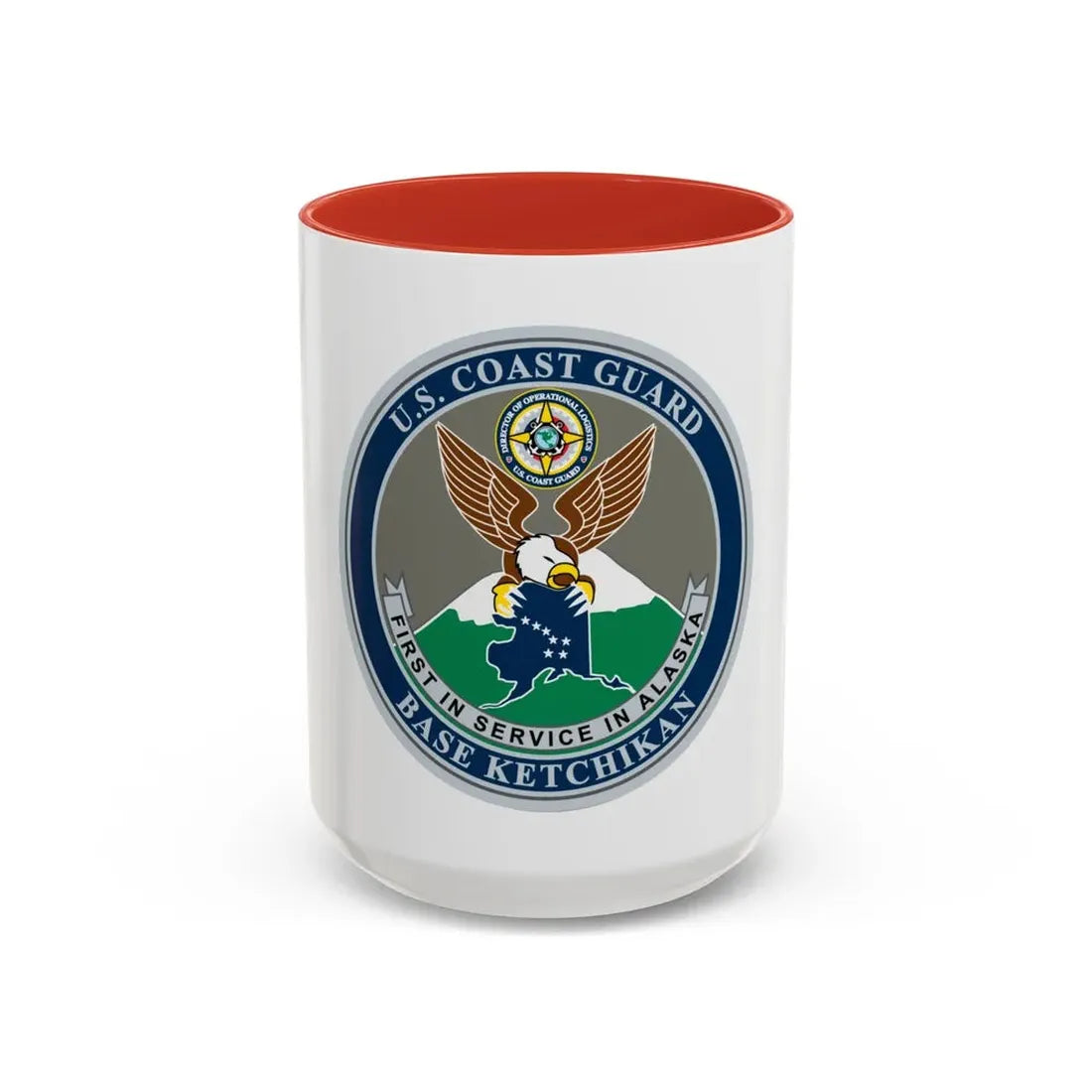 USCG Base Ketchikan (U.S. Coast Guard) Accent Coffee Mug 15oz Red - Go Mug Yourself