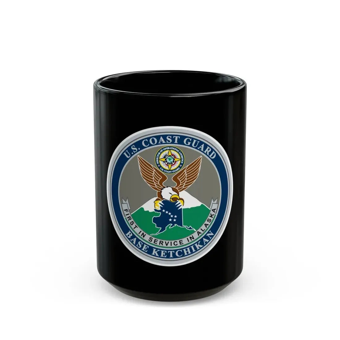USCG Base Ketchikan (U.S. Coast Guard) Black Coffee Mug 15oz - Go Mug Yourself